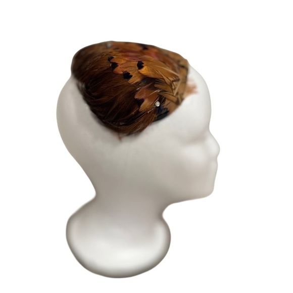 Bundle (2) Vintage Fascinator Pillbox Whimsy Hats 40-60s Pheasant Feather & Mink main image 13